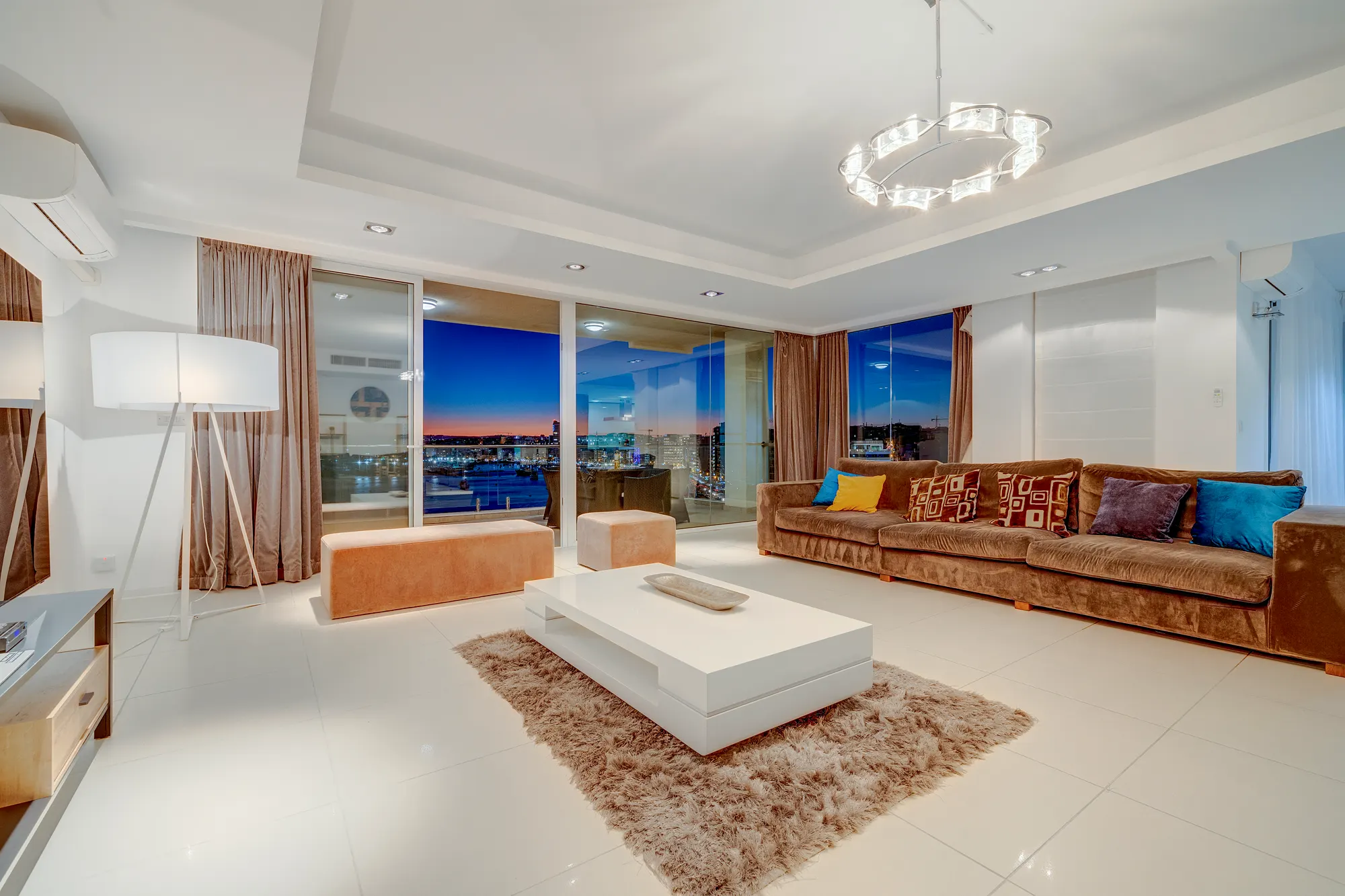 Dusk Sliema Seafront Interior — interior and architectural photography by Stephen Galea, Malta
