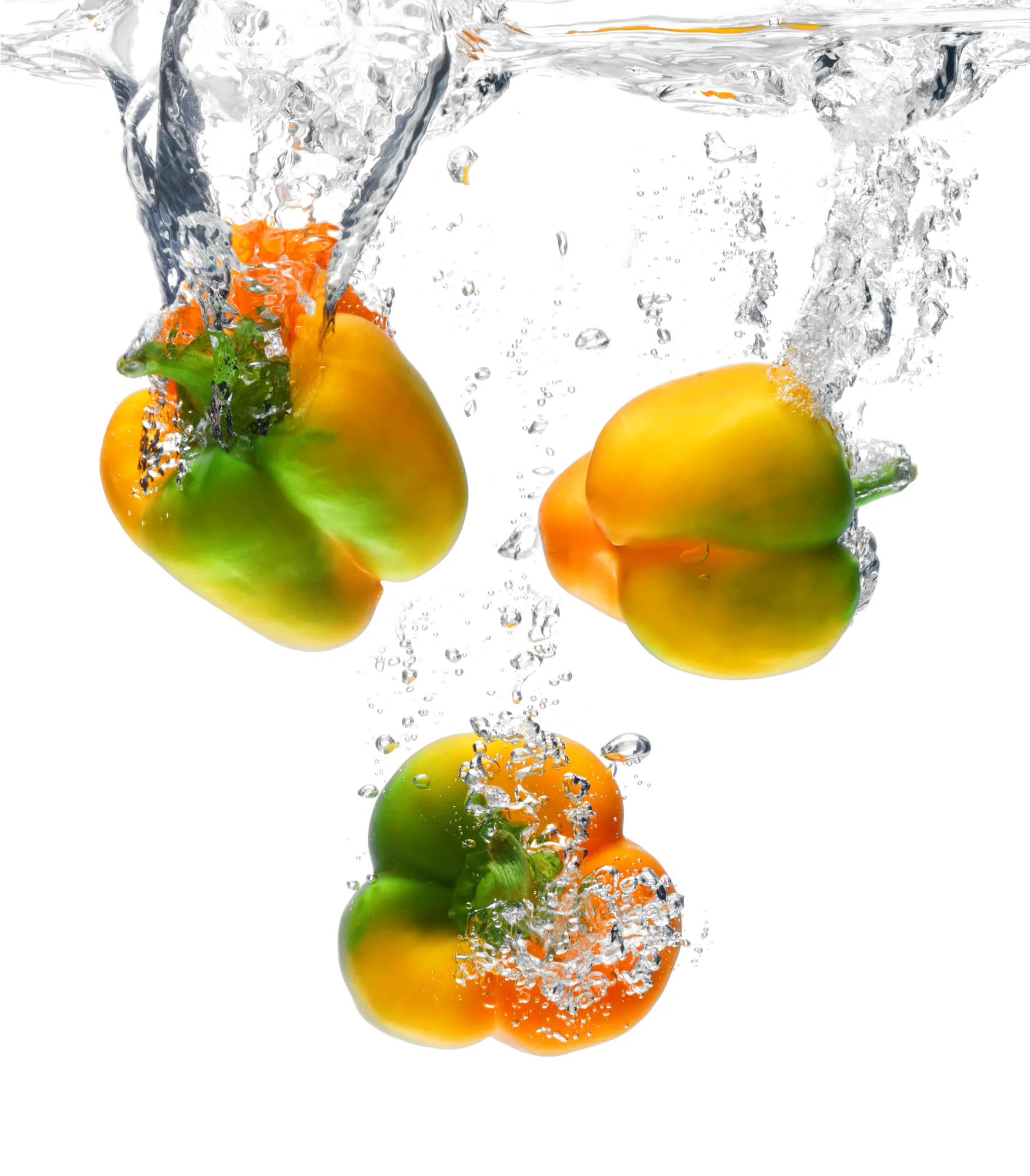 Paprika Vegetable Splash Food — product photography on white by Stephen Galea, Malta