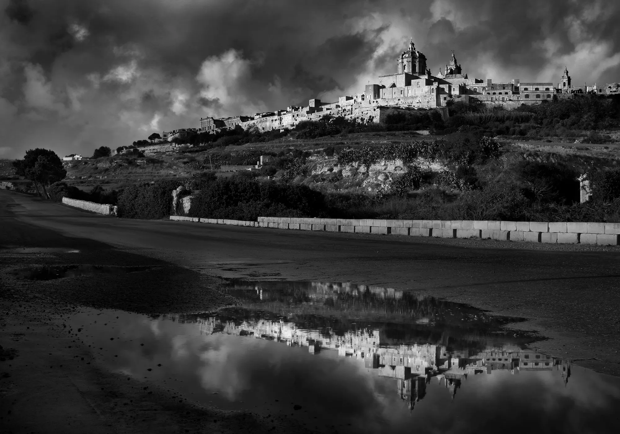 Mdina Silent City Black White Aerial — Malta location photography by Stephen Galea, Malta