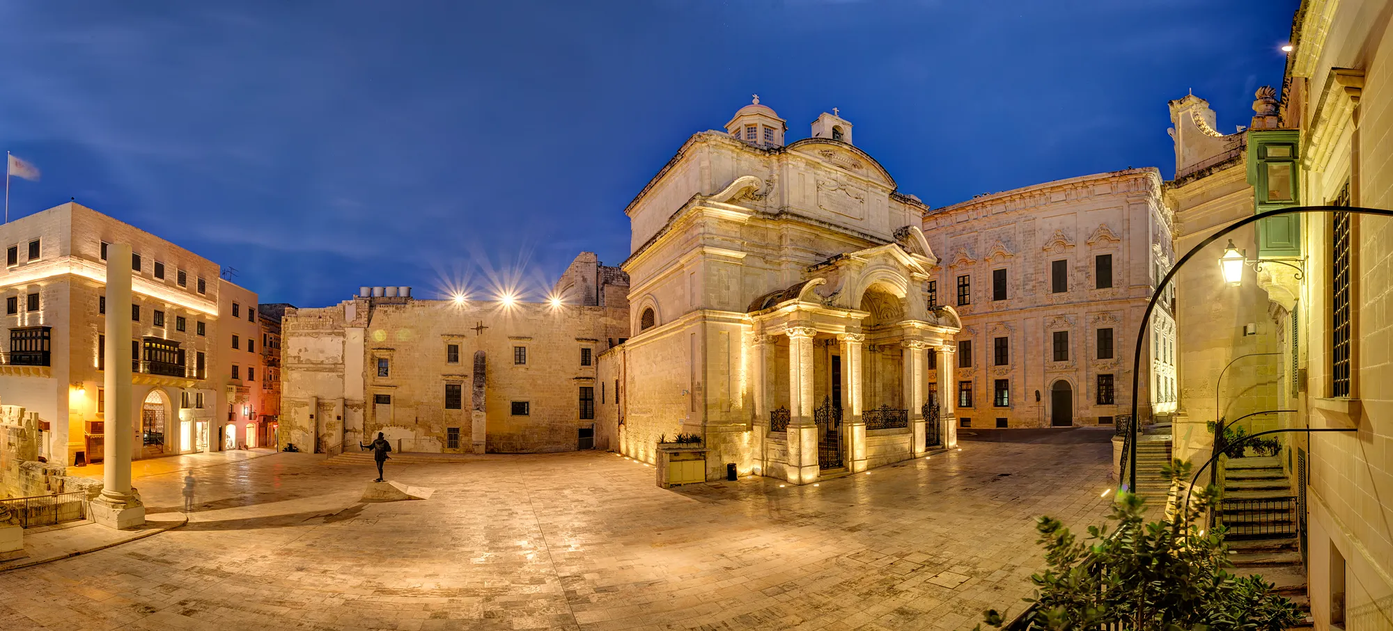 Valletta Pjazza Panoramic Cityscape Blue Hour — Malta location photography by Stephen Galea, Malta