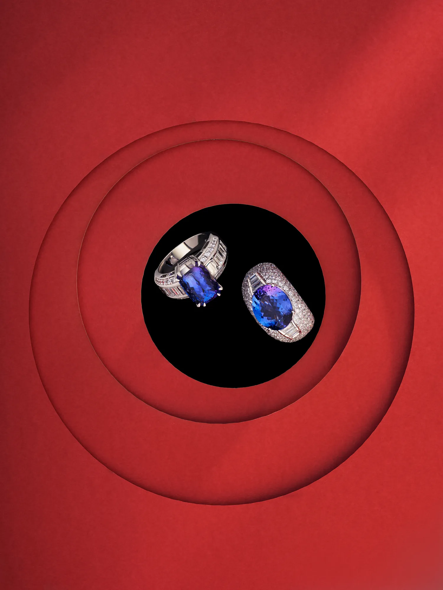 Frank Zampa Diamond Jewellery Product Red Background — product photography by Stephen Galea, Malta